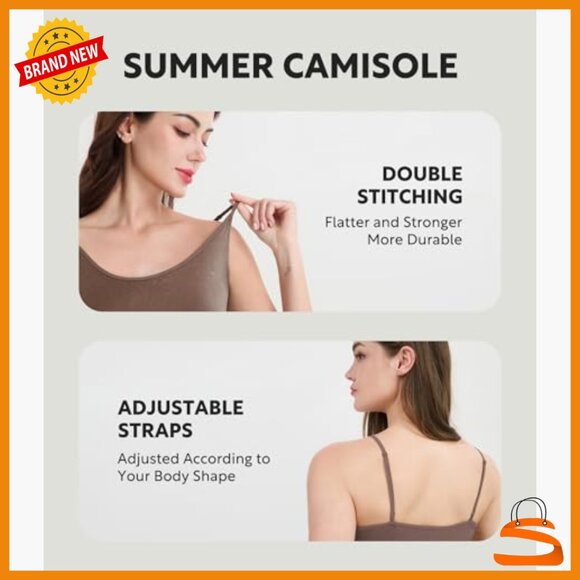 3 Pack Bamboo Rayon Camisoles Adjustable Straps Layering Sleepwear - Picture 6 of 7